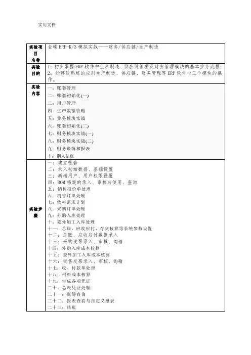 金蝶K3实验报告_3