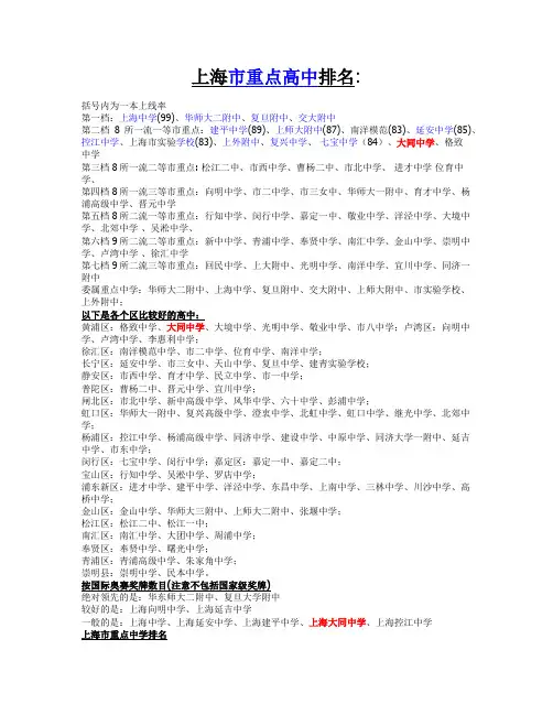 上海市重点高中排名
