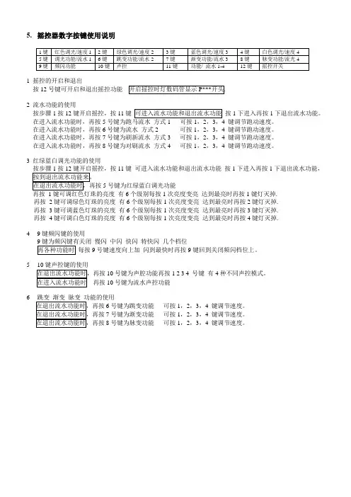 摇控器数字按键使用说明