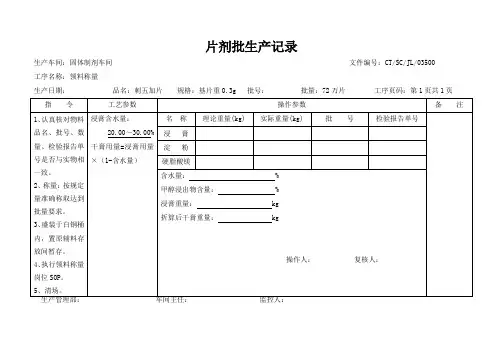 片剂批生产记录(总)