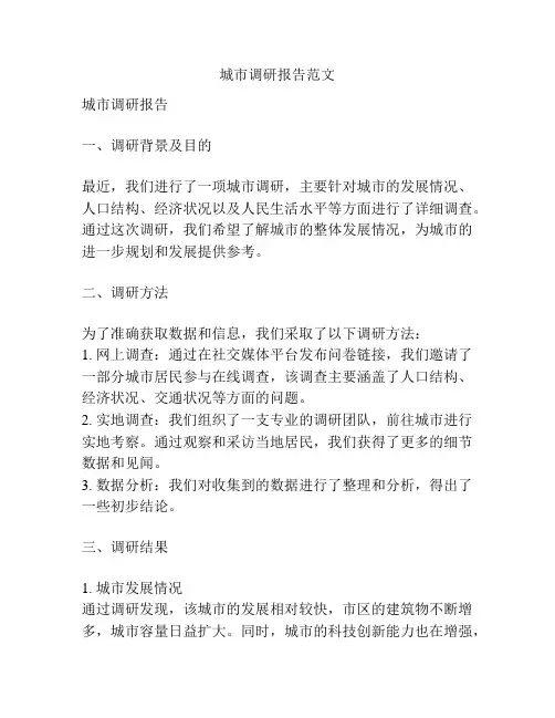 城市调研报告范文
