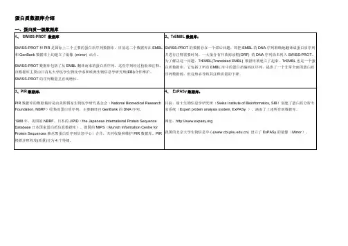 蛋白质数据库介绍