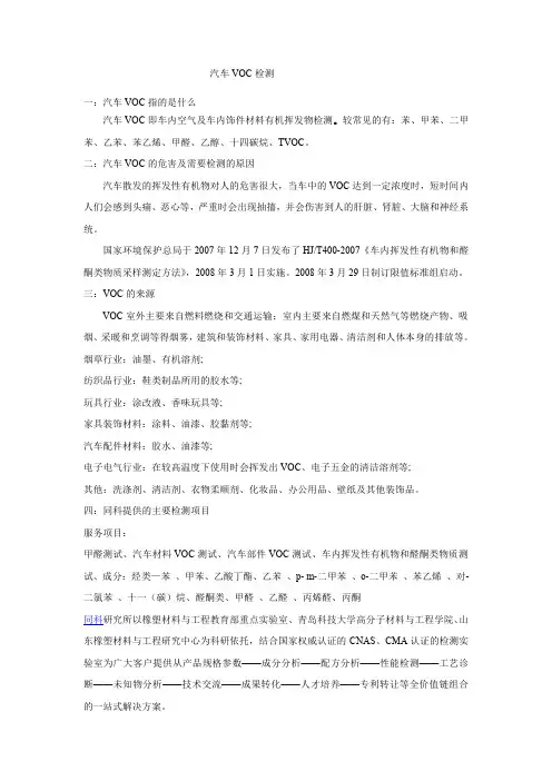 汽车VOC检测
