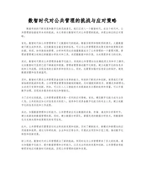 数智时代对公共管理的挑战与应对策略