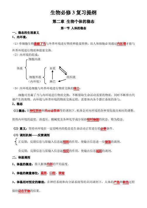 生物必修3复习提纲