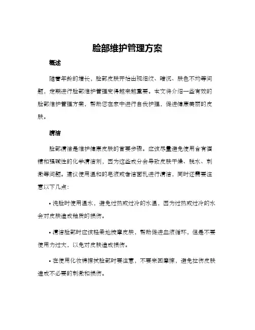 脸部维护管理方案