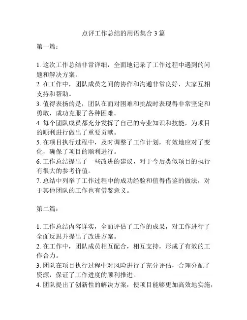 点评工作总结的用语集合3篇