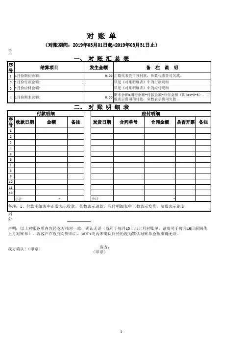 对账单模板