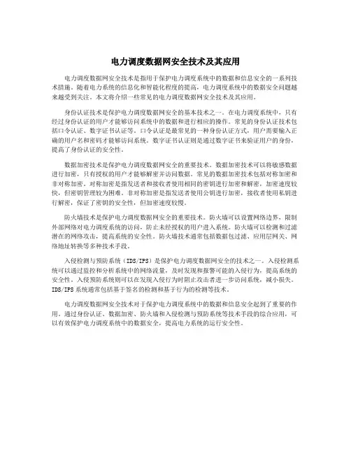 电力调度数据网安全技术及其应用
