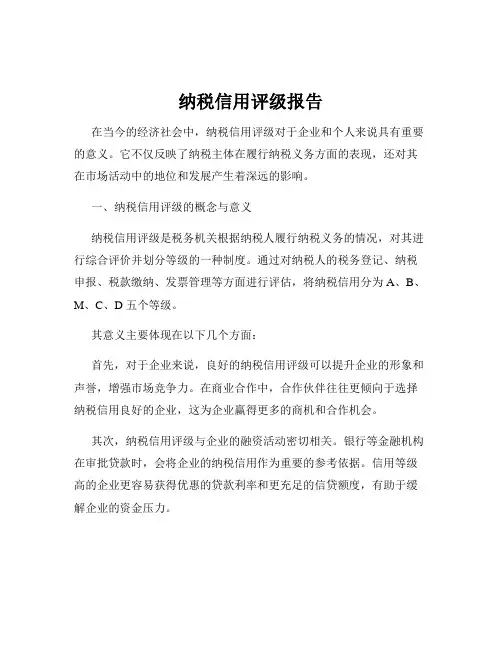 纳税信用评级报告