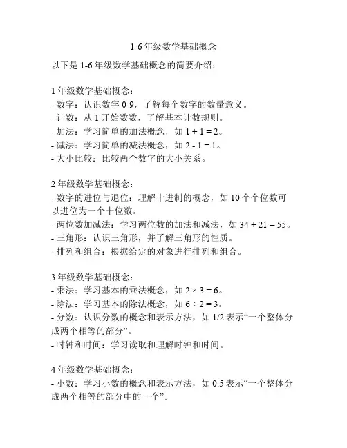 1-6年级数学基础概念
