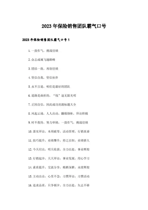 2023年保险销售团队霸气口号
