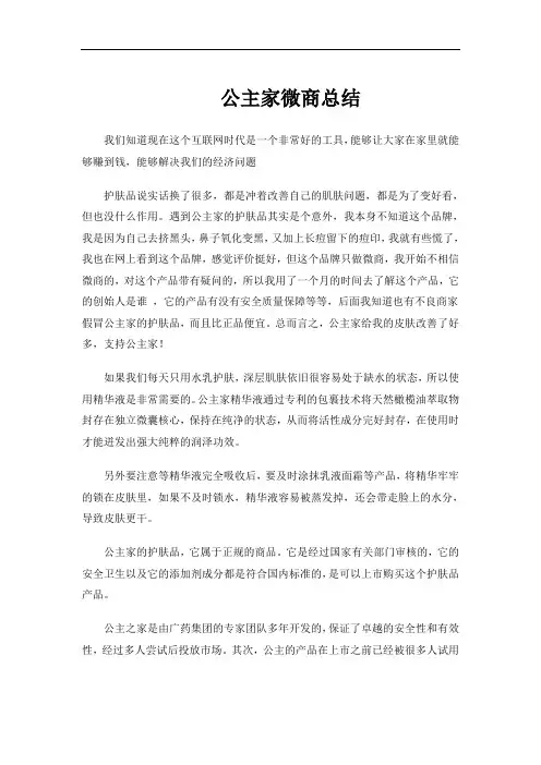 公主家微商总结