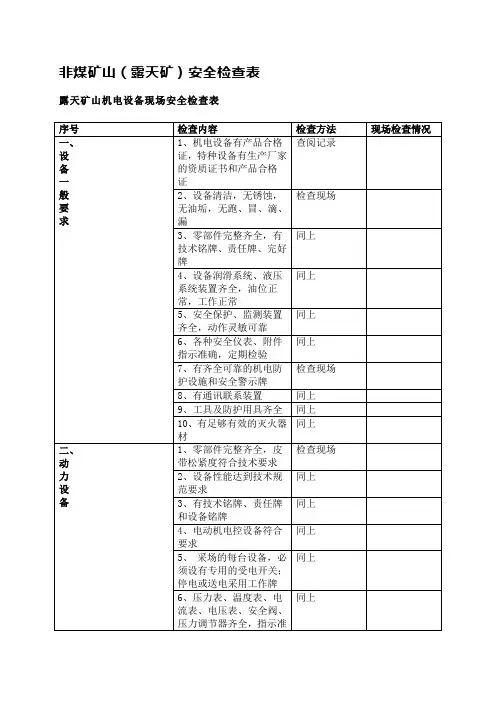 非煤矿山(露天矿)安全检查表