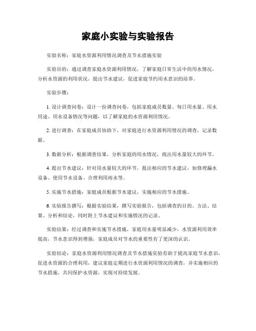 家庭小实验与实验报告