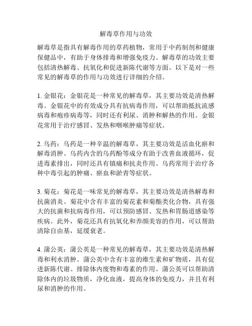 解毒草作用与功效