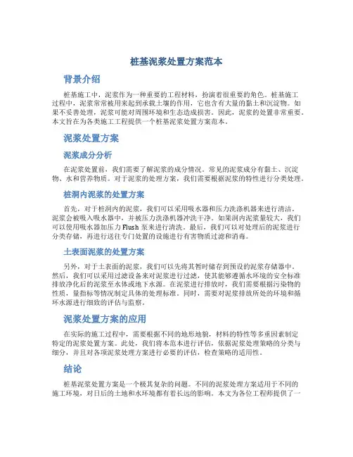 桩基泥浆处置方案范本