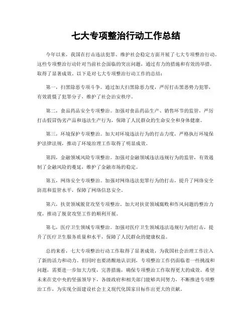 七大专项整治行动工作总结
