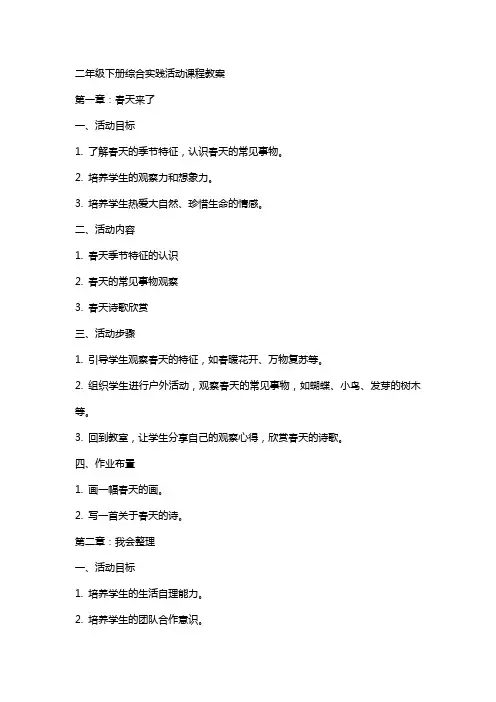 二年级下册综合实践活动课程教案