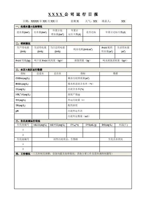 生产运行日报表