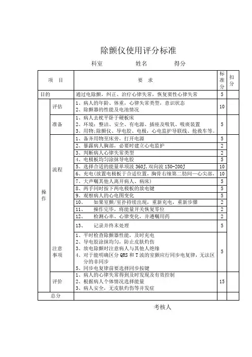 除颤仪评分标准