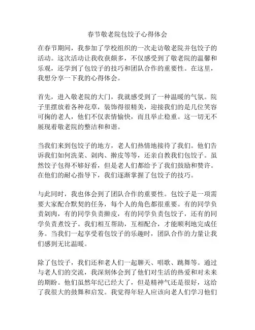 春节敬老院包饺子心得体会