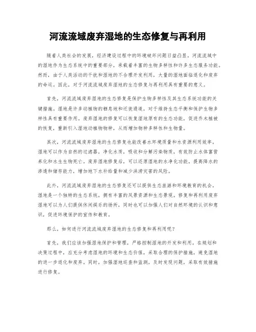 河流流域废弃湿地的生态修复与再利用