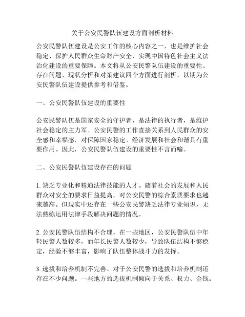 关于公安民警队伍建设方面剖析材料