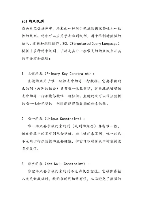 sql约束级别