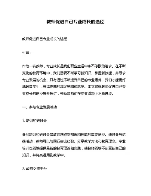 教师促进自己专业成长的途径