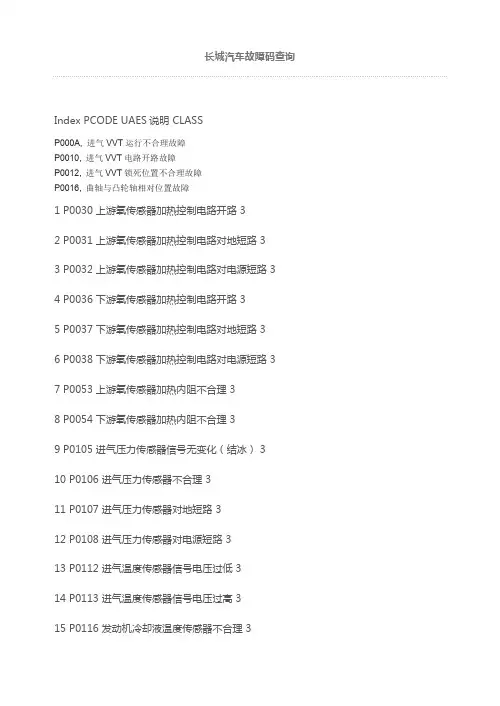 长城汽车故障码查询