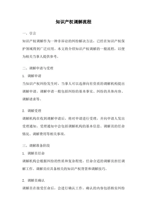 知识产权调解流程