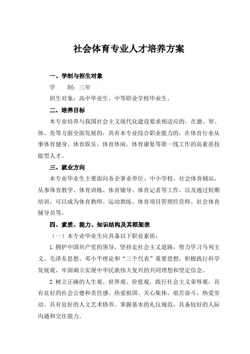社会体育专业人才培养方案