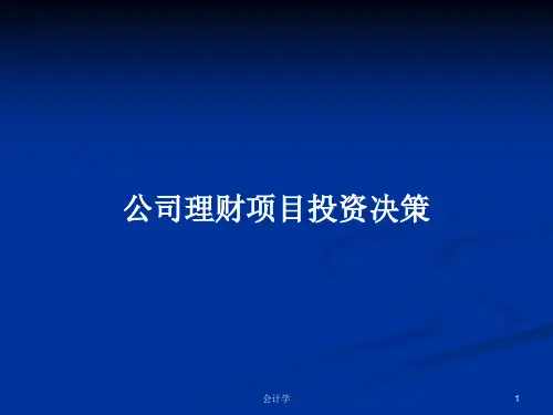 公司理财项目投资决策PPT学习教案