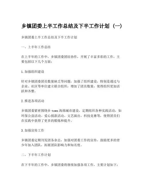 乡镇团委上半工作总结及下半工作计划 (一)