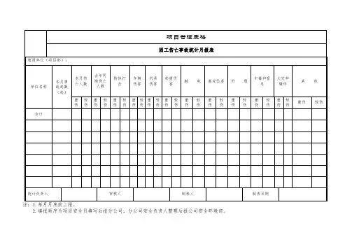 工伤亡事故统计月报表