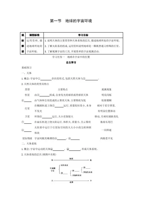 学案6：1.1 地球的宇宙环境