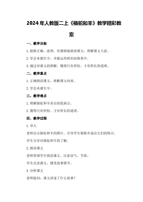 2024年人教版二上《骆驼和羊》教学精彩教案