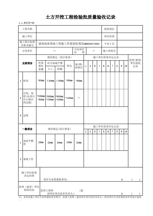 1-1-9地基-20_土方开挖工程检验批质量验收记录#