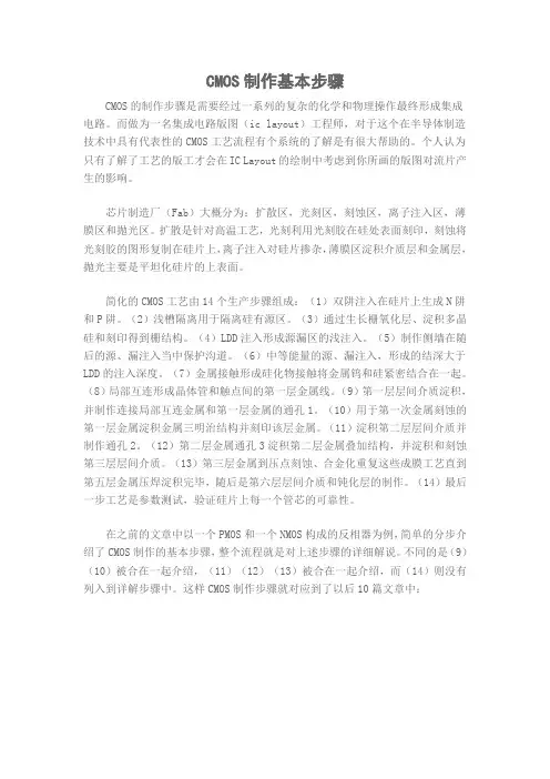 CMOS制作基本工艺解读