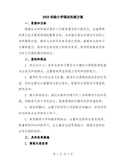 2023实验小学课改实施方案