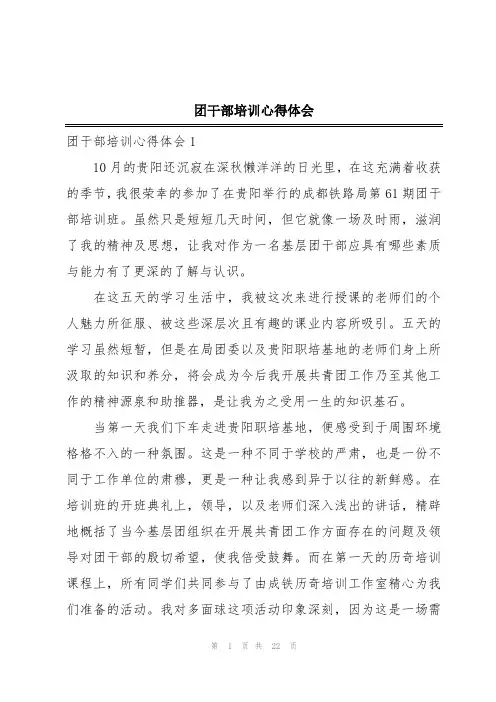团干部培训心得体会