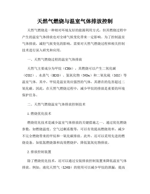 天然气燃烧与温室气体排放控制