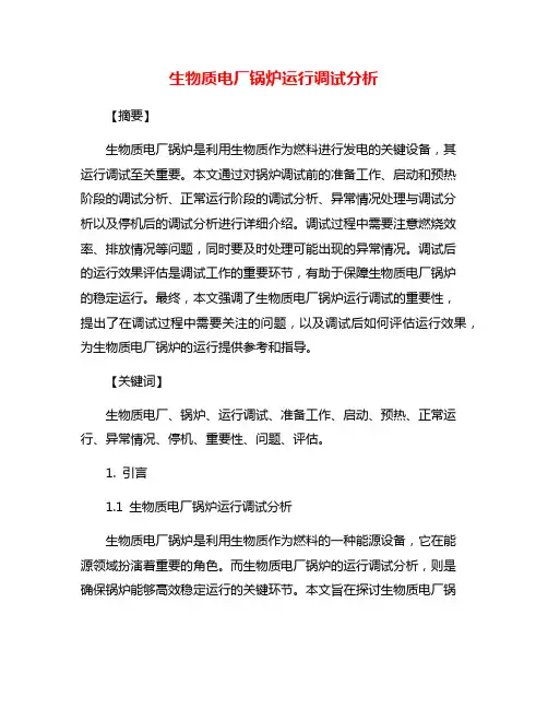 生物质电厂锅炉运行调试分析