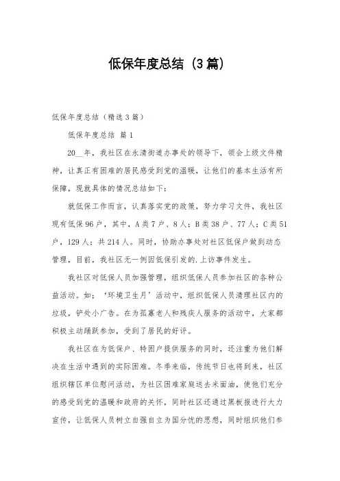低保年度总结(3篇)