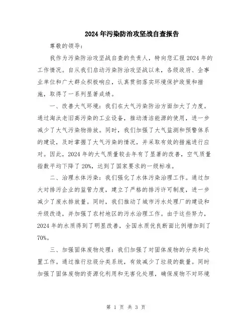 2024年污染防治攻坚战自查报告