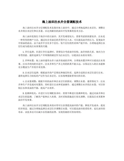 海上油田注水井分层调配技术