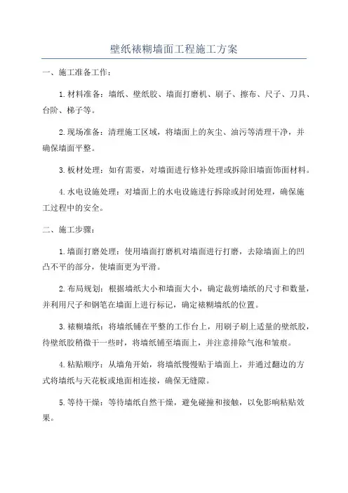 壁纸裱糊墙面工程施工方案