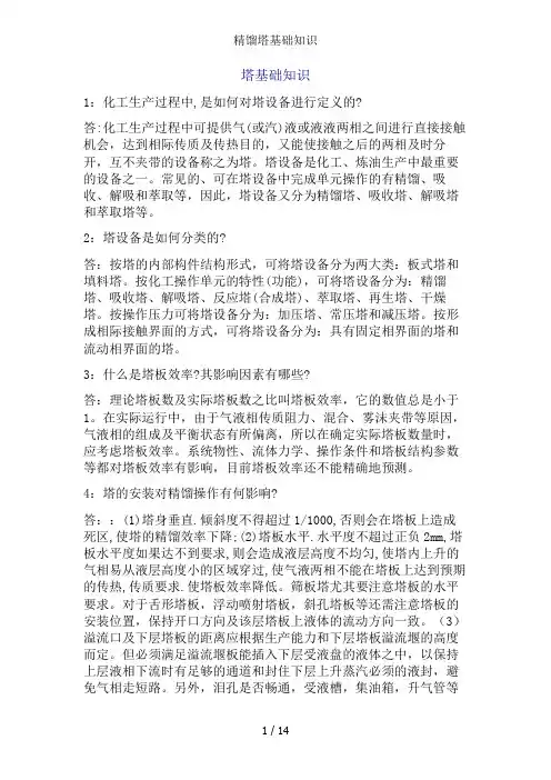 精馏塔基础知识