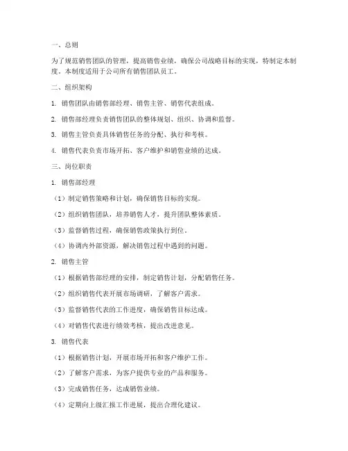 销售团队员工管理制度